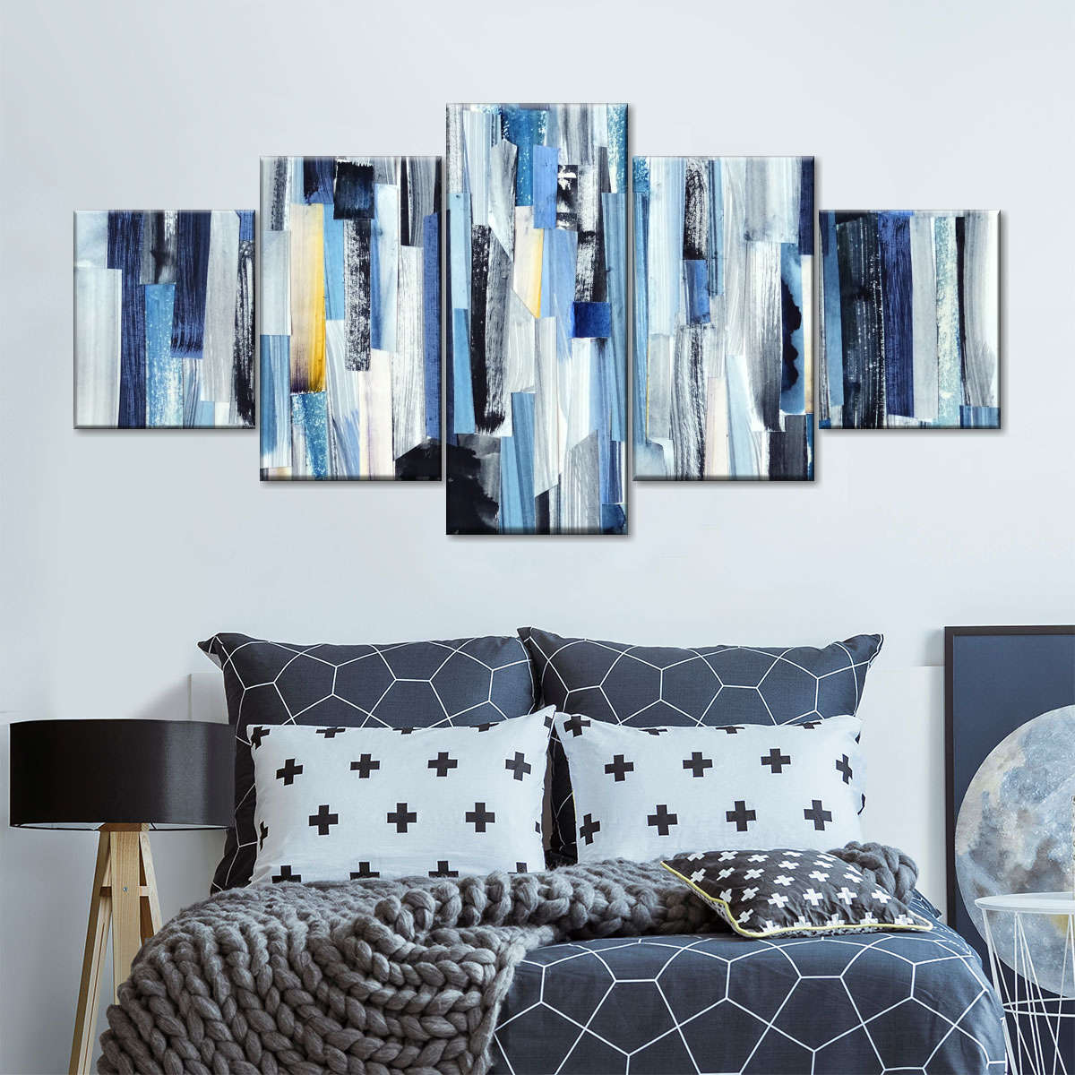 Striped Blue Abstract Wall Art