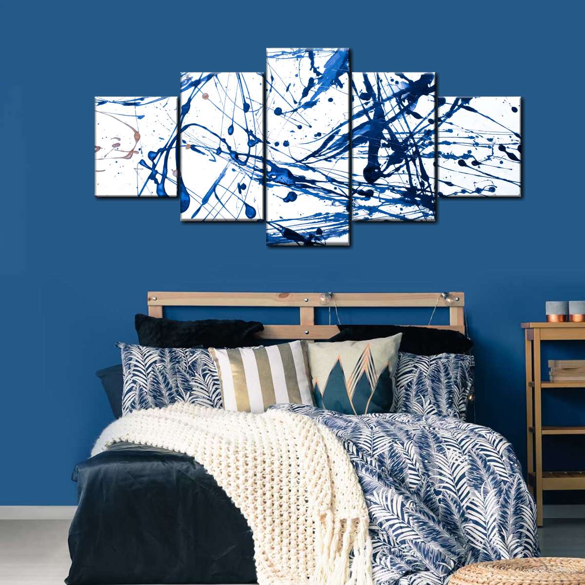 Abstract Navy Drip Wall Art