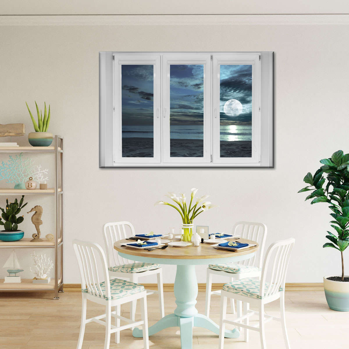 Window To Moonlit Beach Wall Art