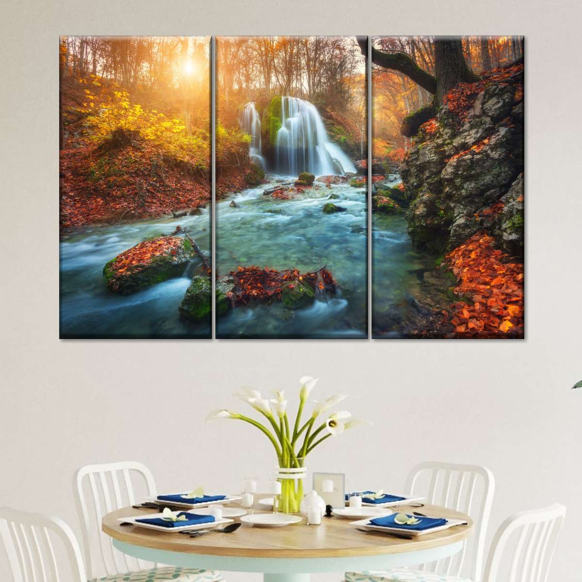 Autumnal Forest Waterfall Wall Art