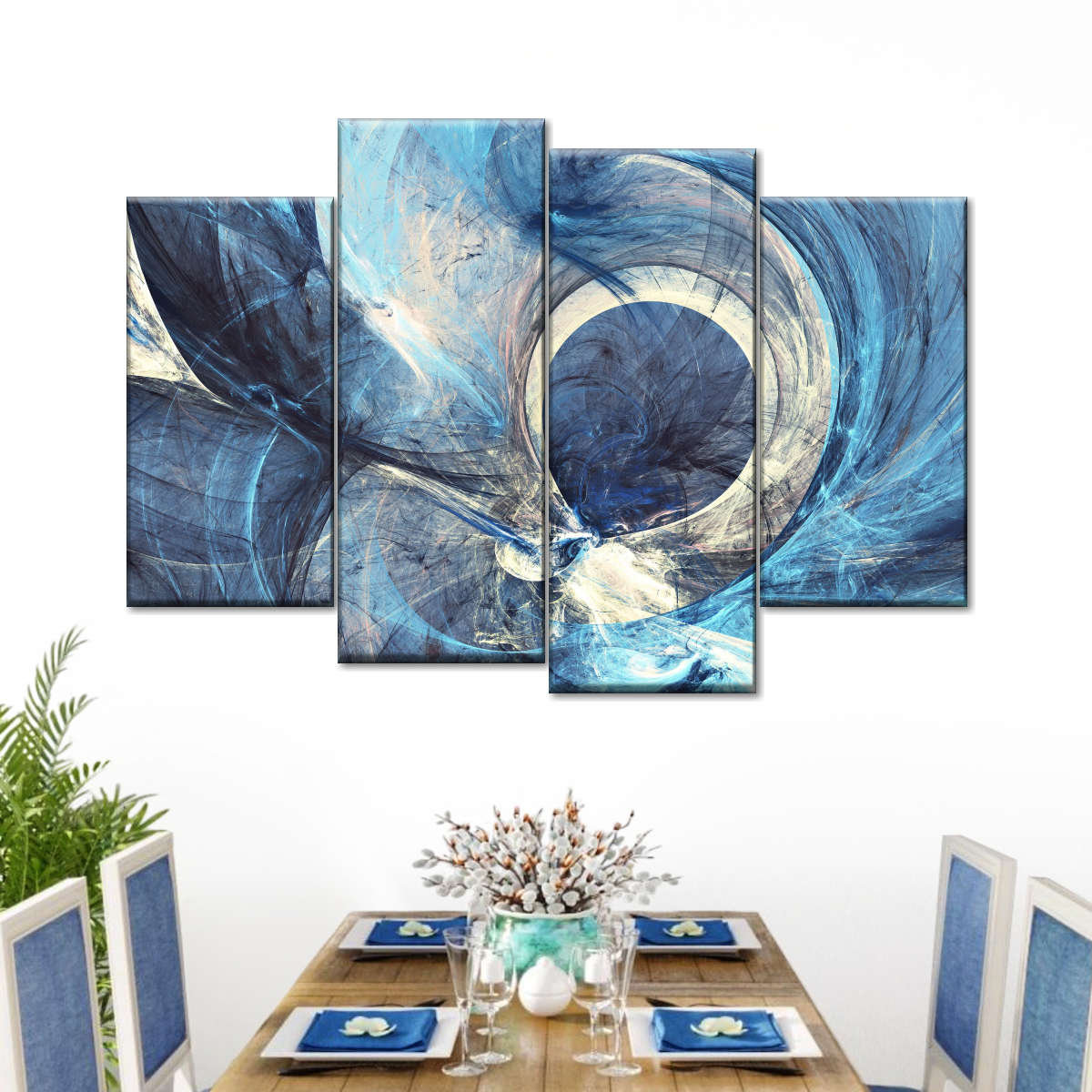 Ocean Line Swirls Abstract Wall Art