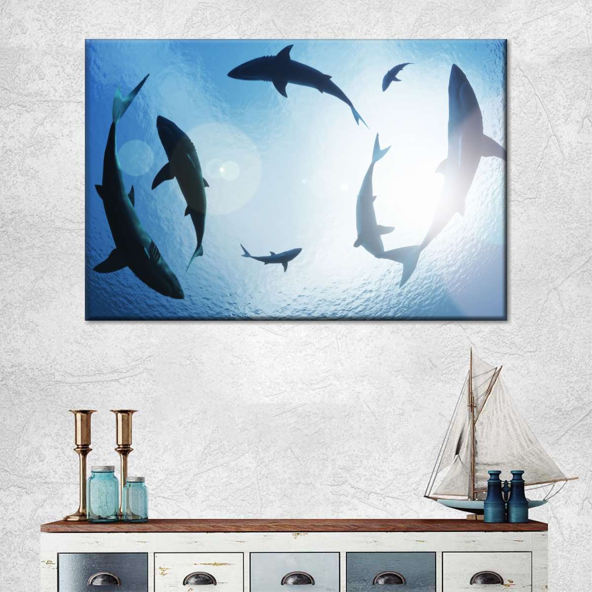 School Of Sharks Wall Art