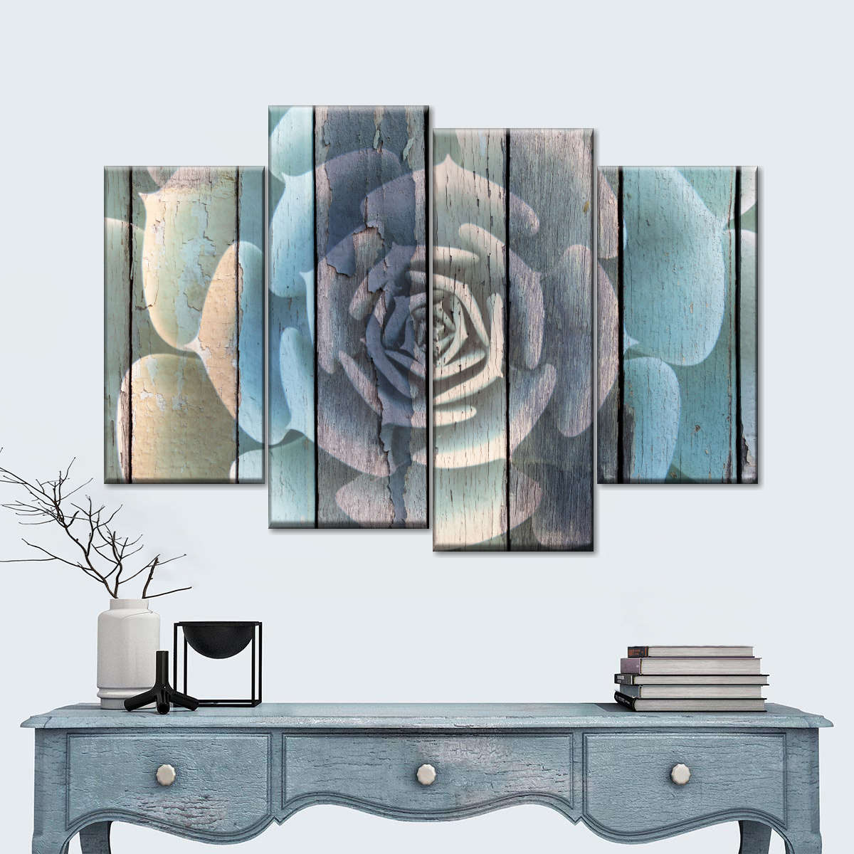 Rustic Blooming Succulent Wall Art