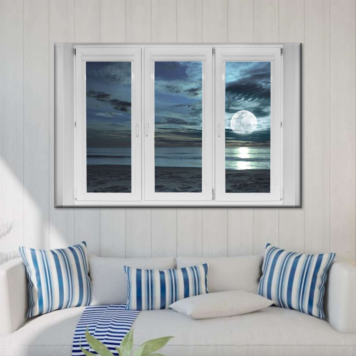 Window To Moonlit Beach Wall Art