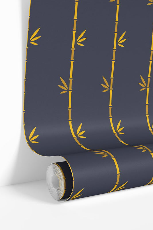 Navy and Gold Bamboo Wallpaper