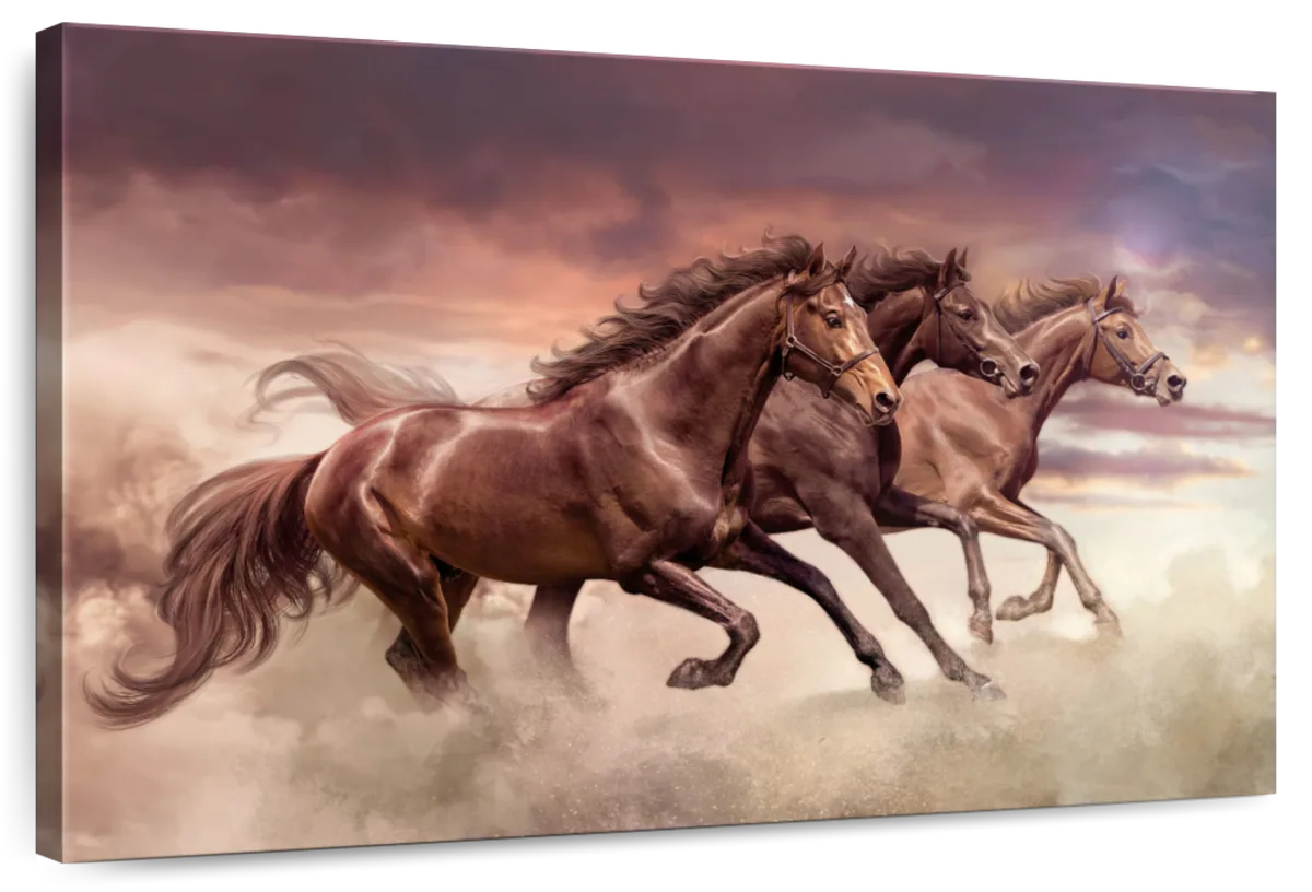 Three Running Horses Wall Art