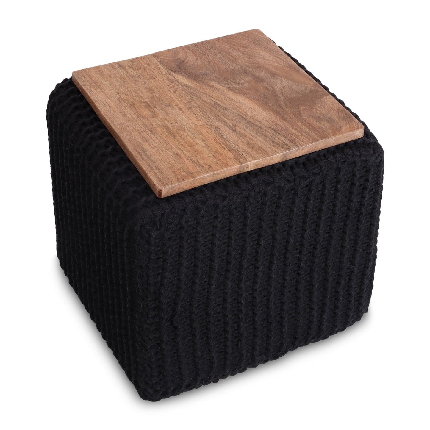 Amayah Pouf with Wooden Tray