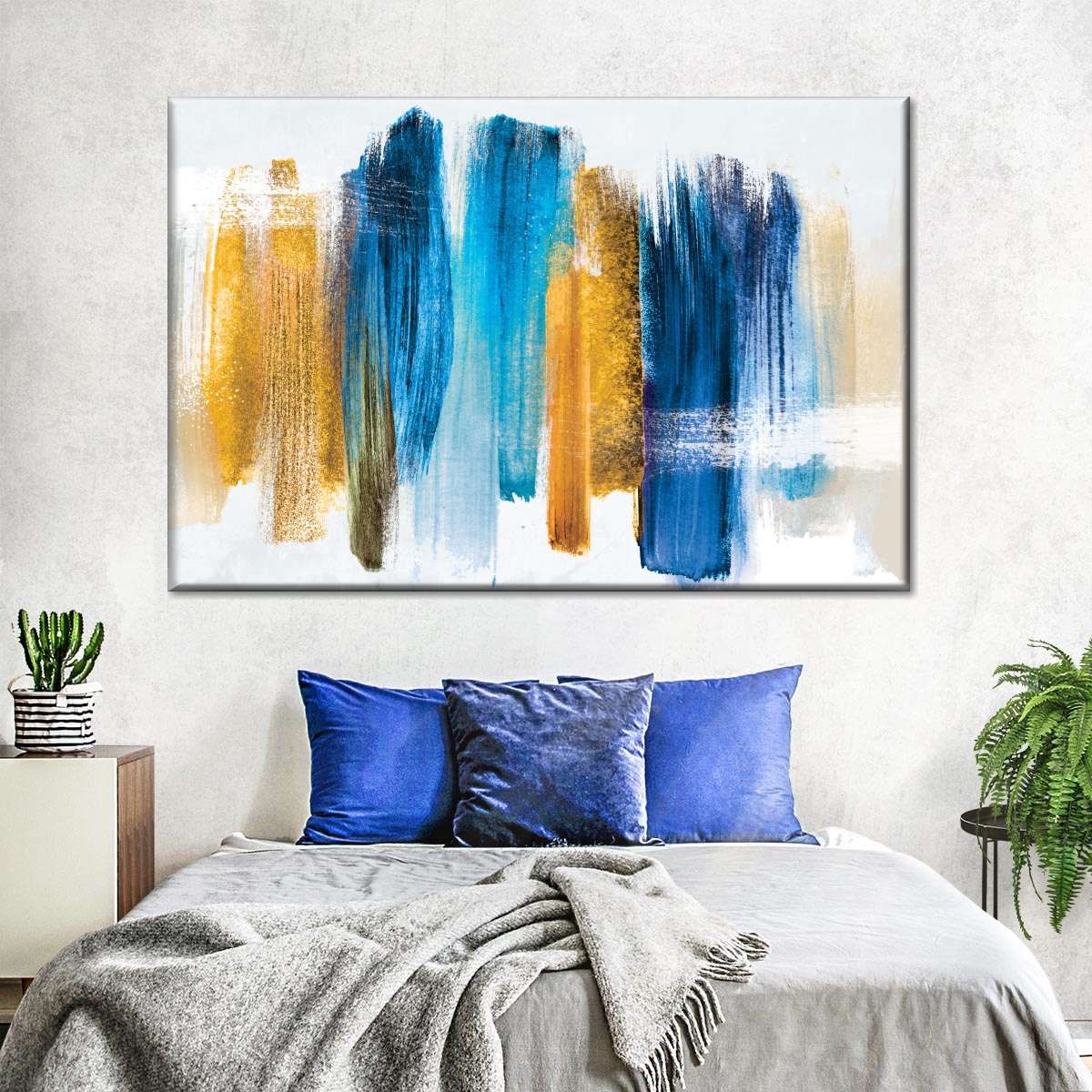 Blue And Gold Abstract Wall Art