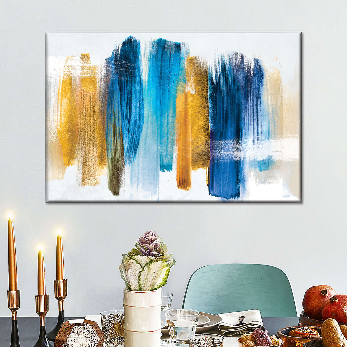 Blue And Gold Abstract Wall Art