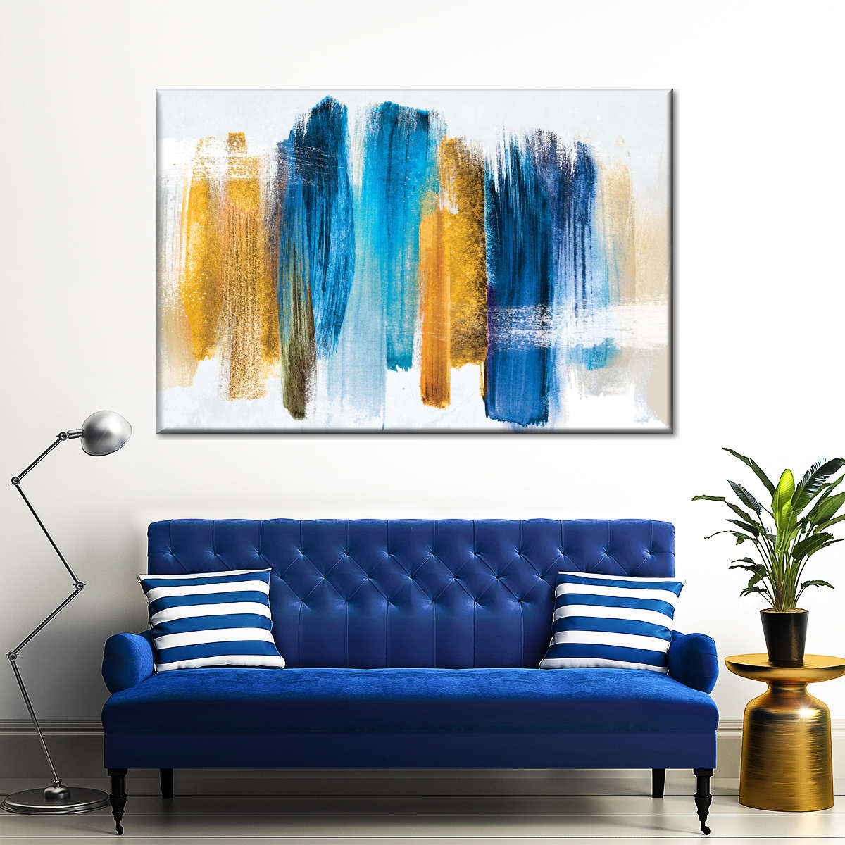Blue And Gold Abstract Wall Art