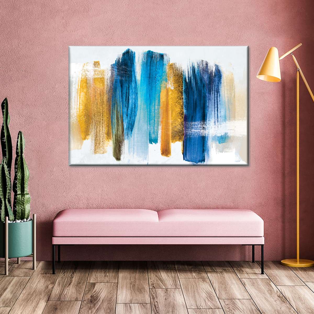 Blue And Gold Abstract Wall Art