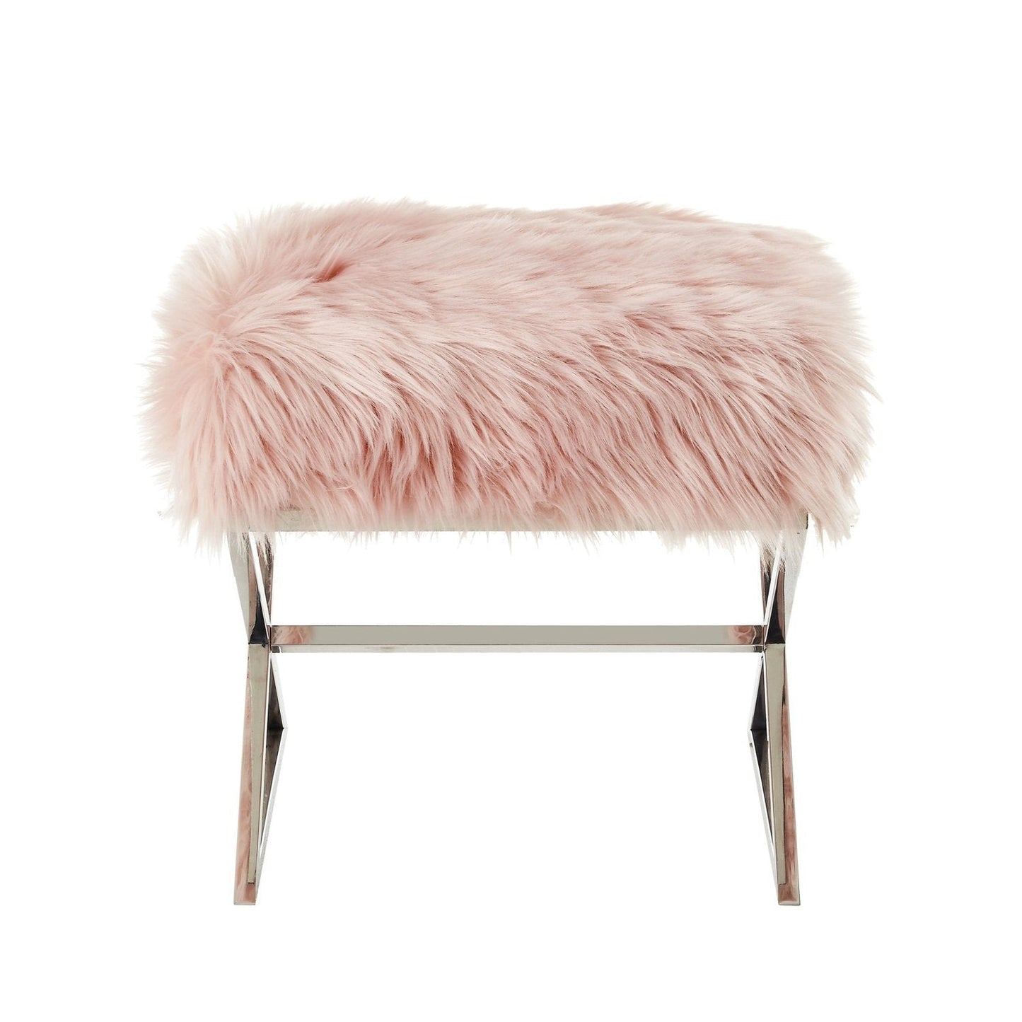 Aurora Faux Fur X-Leg Ottoman