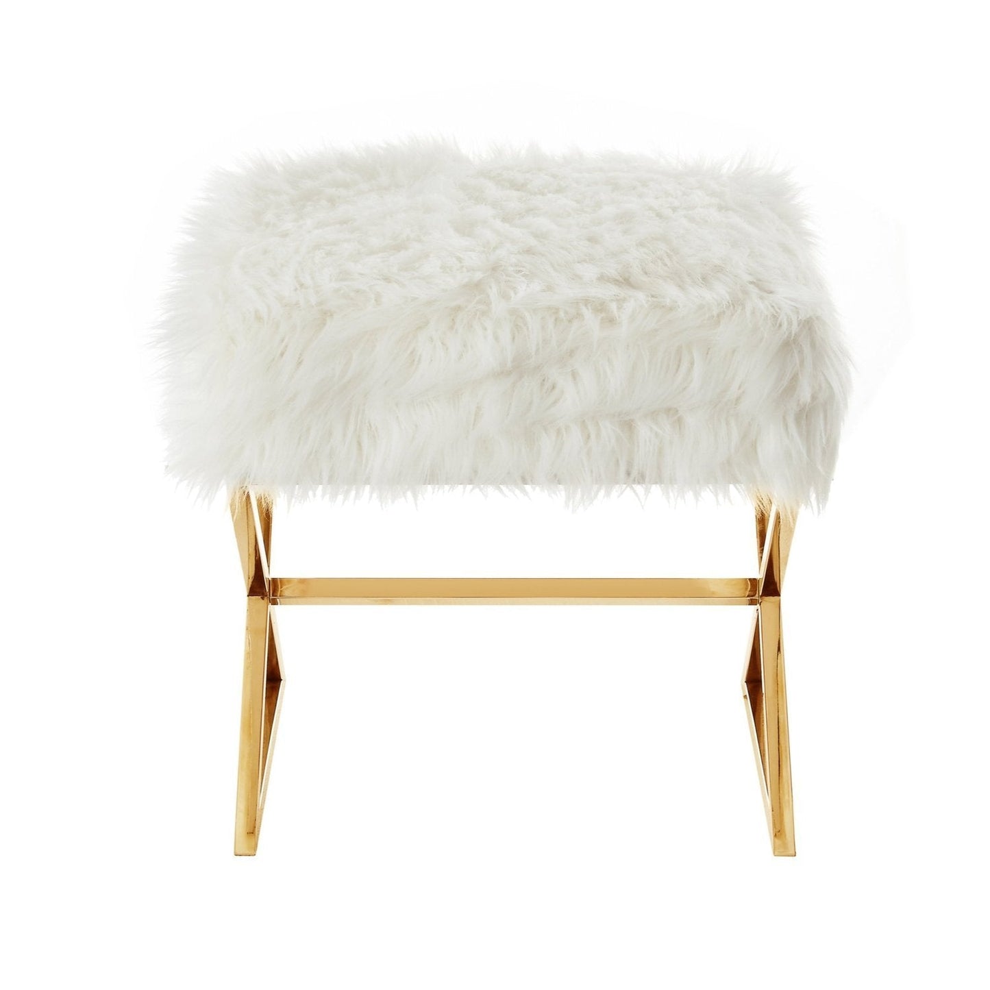 Aurora Faux Fur X-Leg Ottoman