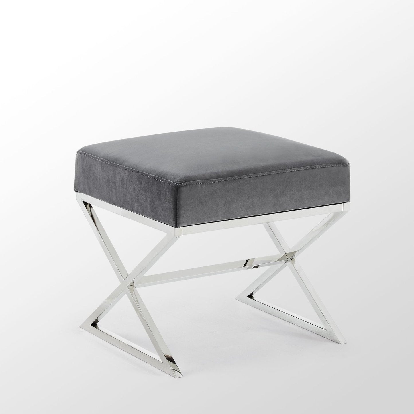 Aurora Velvet X-Leg Ottoman