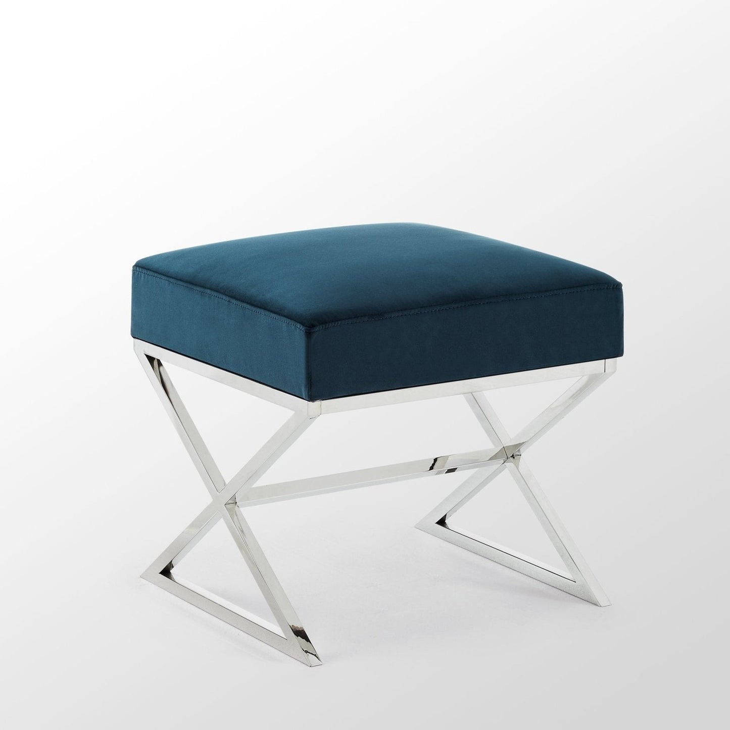 Aurora Velvet X-Leg Ottoman