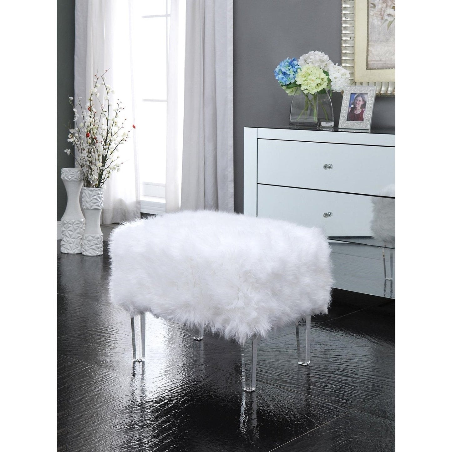 Ava Lux Fur Ottoman