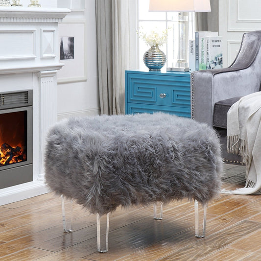 Ava Lux Fur Ottoman