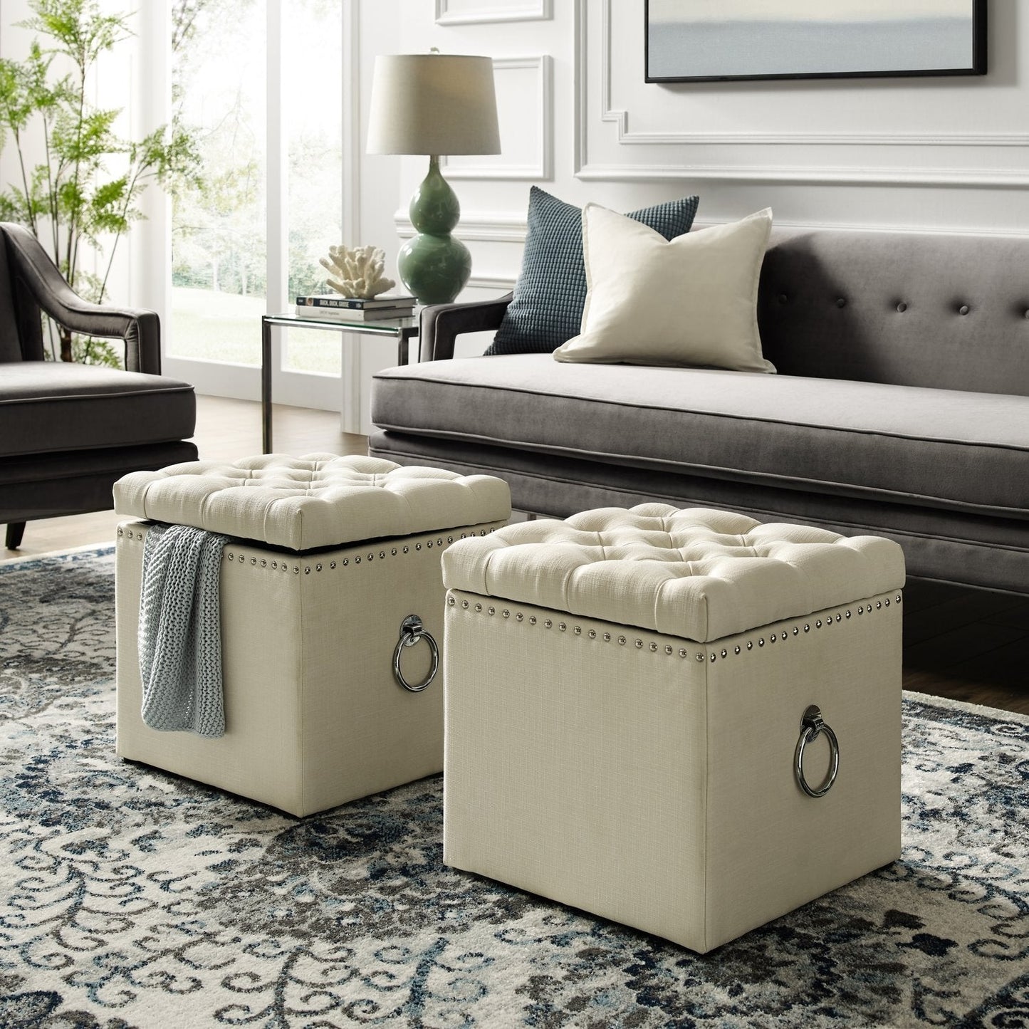 Ella Linen Storage Ottoman