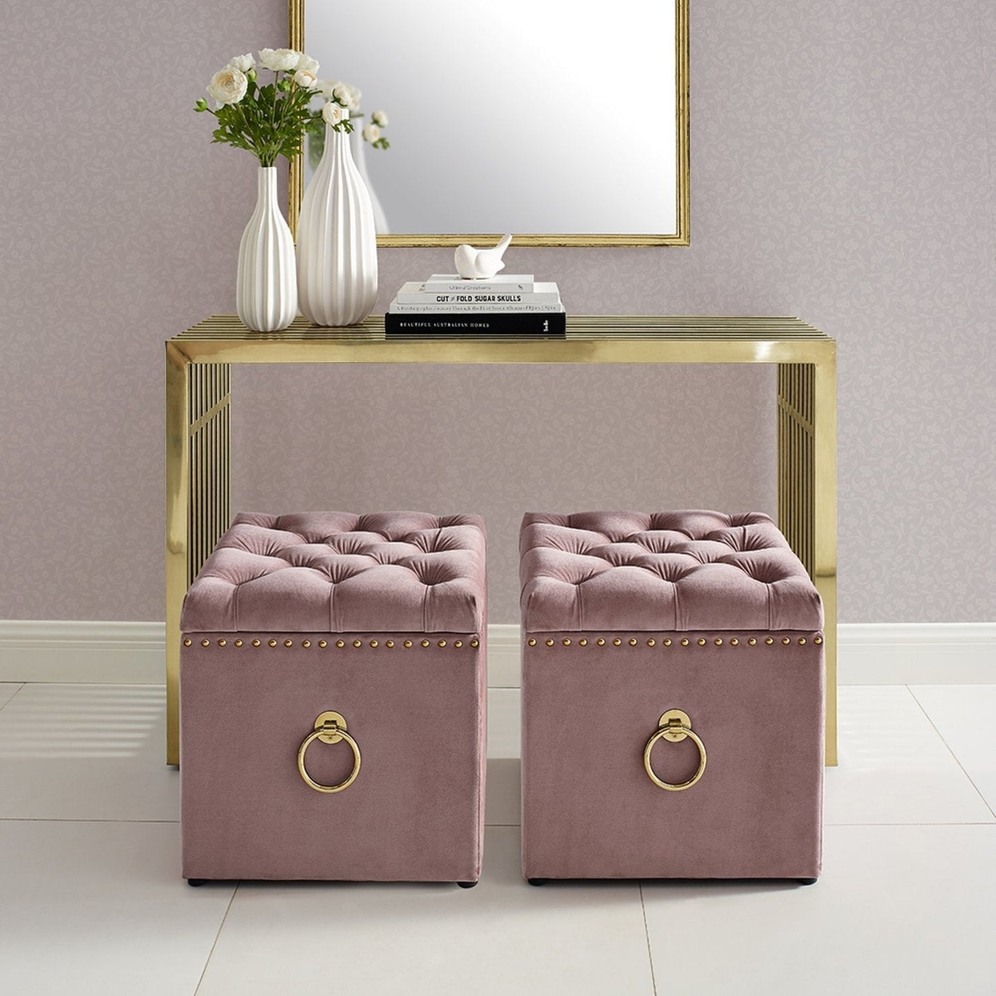 Ella Velvet Storage Ottoman