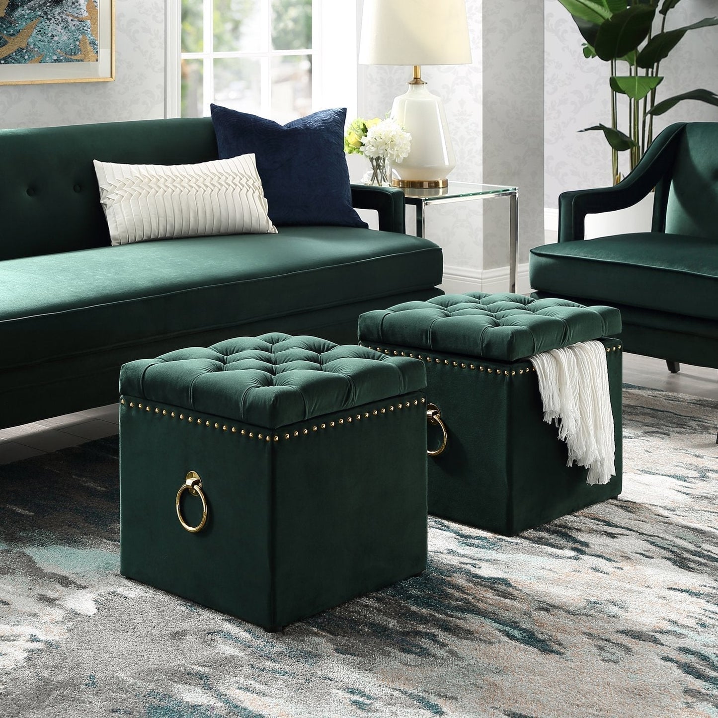 Ella Velvet Storage Ottoman