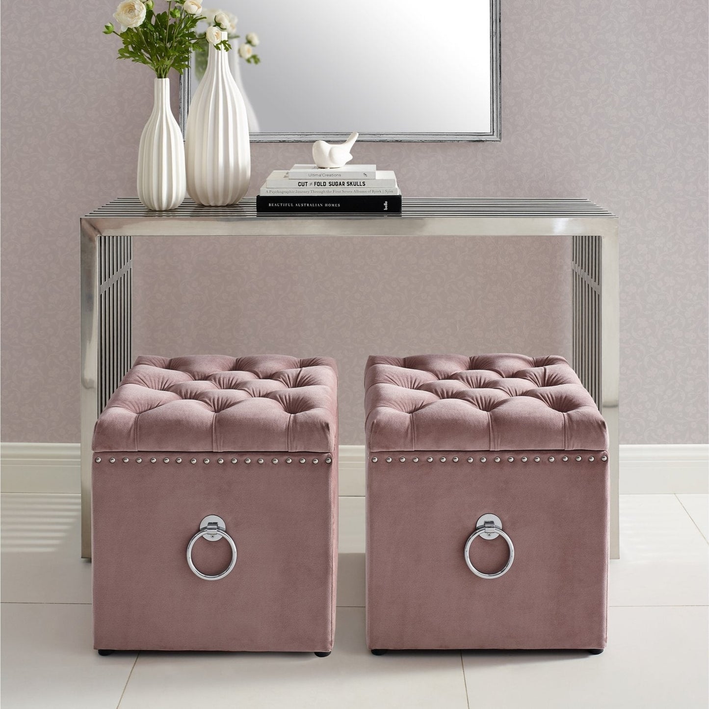 Ella Velvet Storage Ottoman