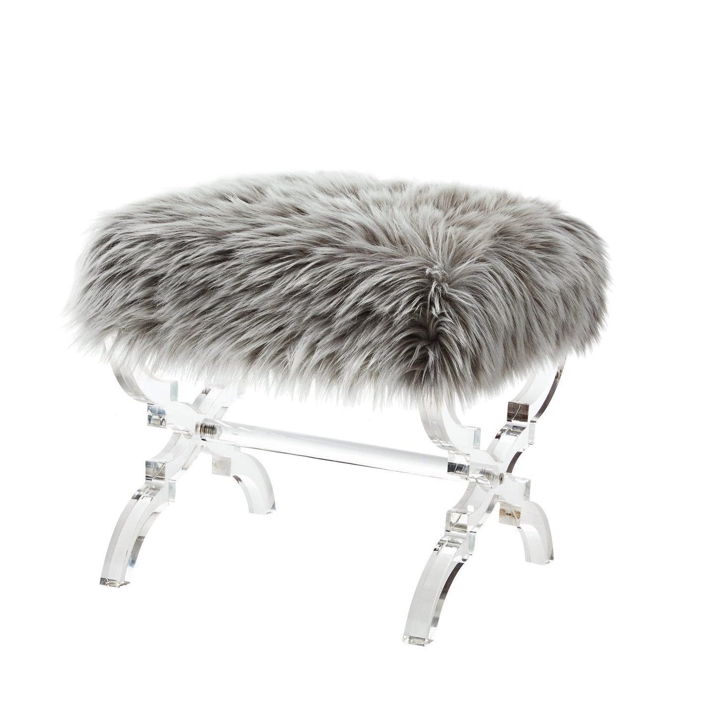 Giselle Faux Fur X-Leg Ottoman