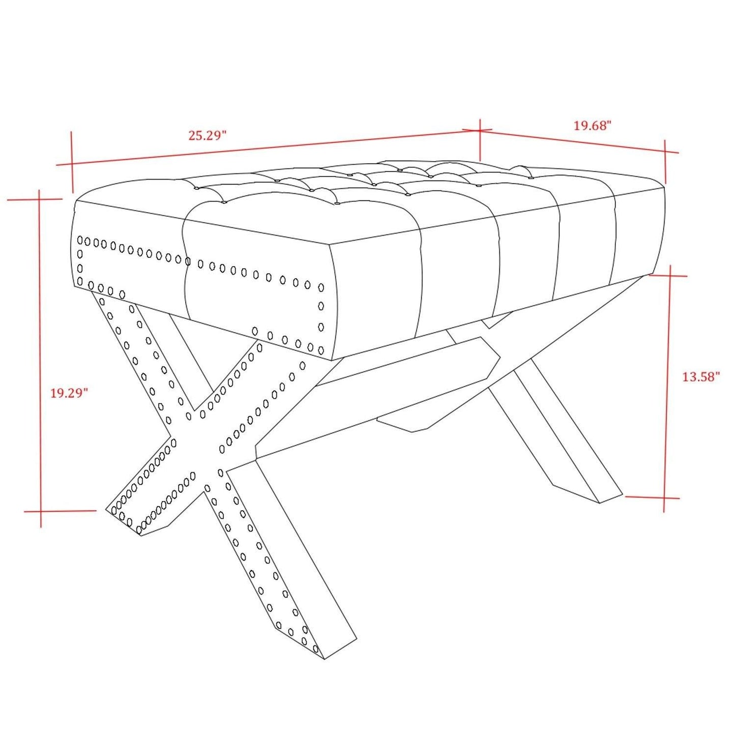 Louis Linen X-Leg Ottoman