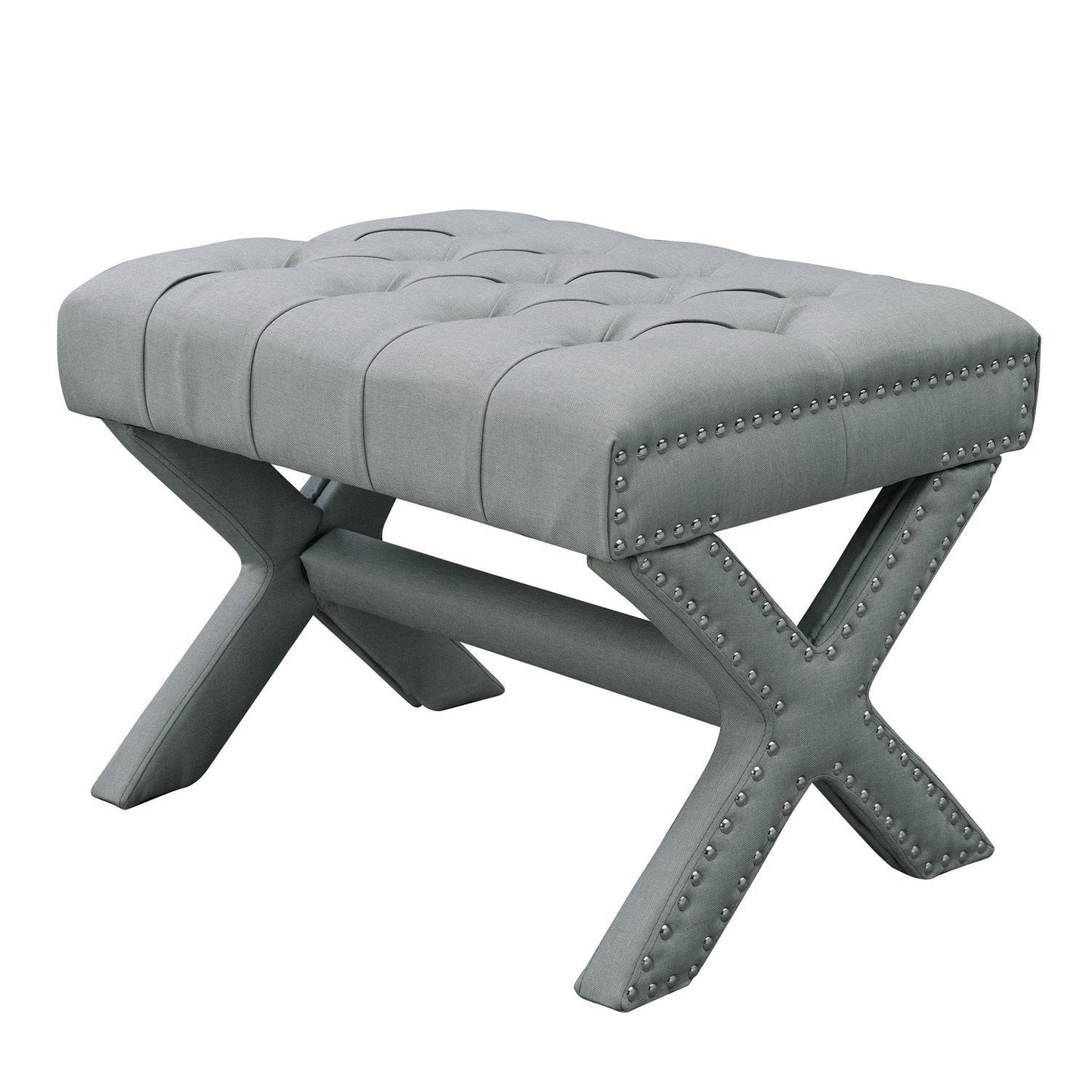 Louis Linen X-Leg Ottoman