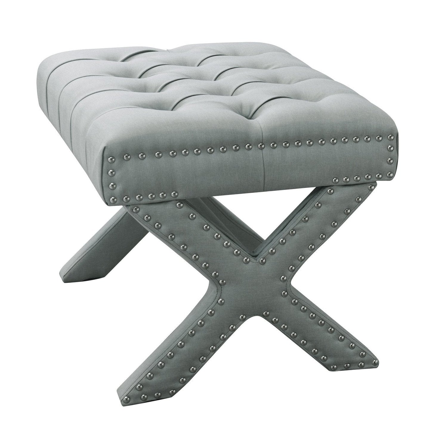 Louis Linen X-Leg Ottoman