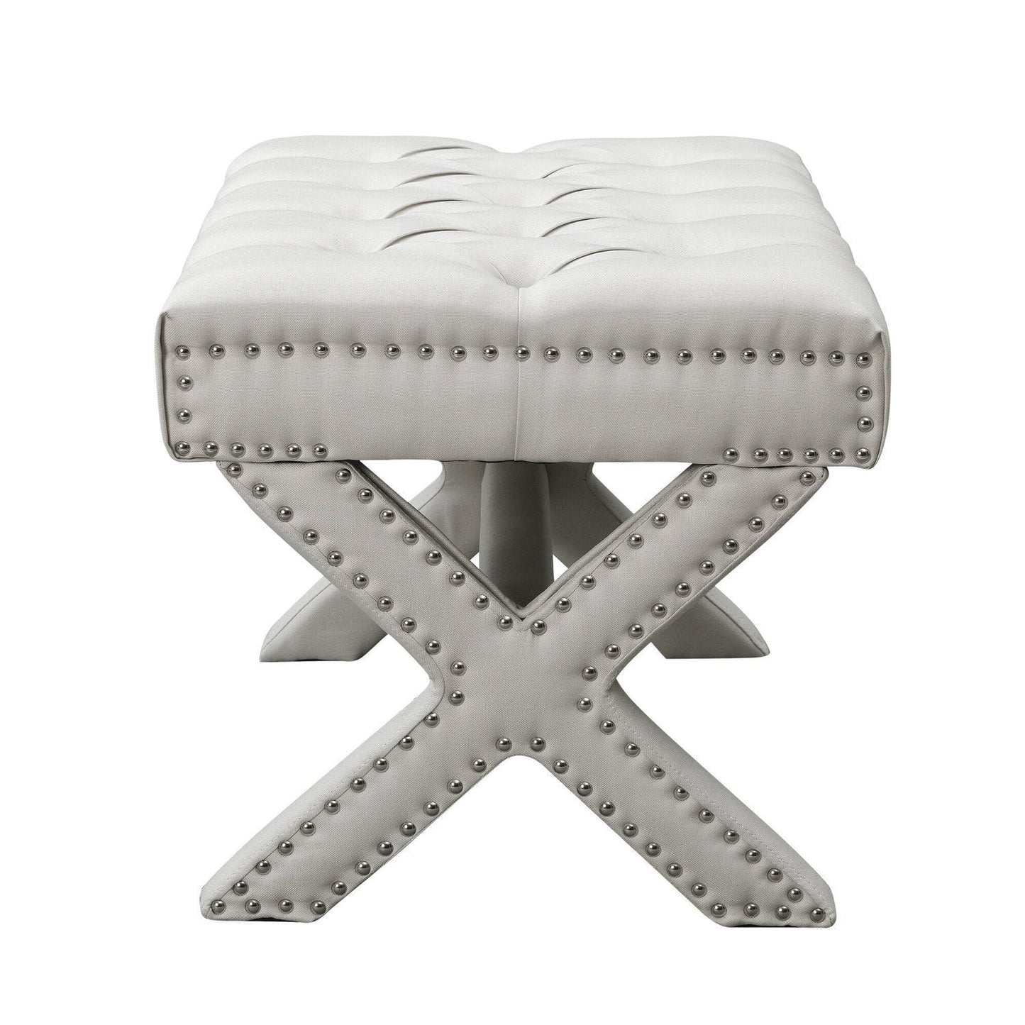 Louis Linen X-Leg Ottoman