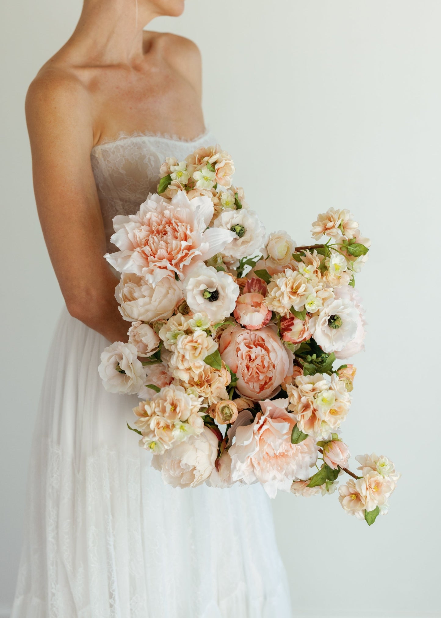 Light Cream Faux Ranunculus Flowers - 37.5"