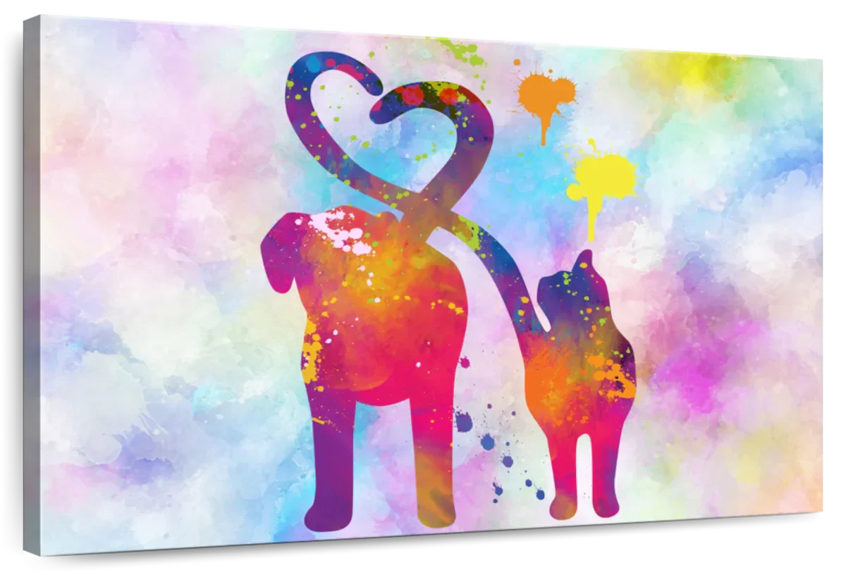 Cat And Dog Love Wall Art