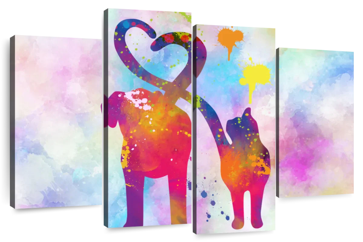 Cat And Dog Love Wall Art