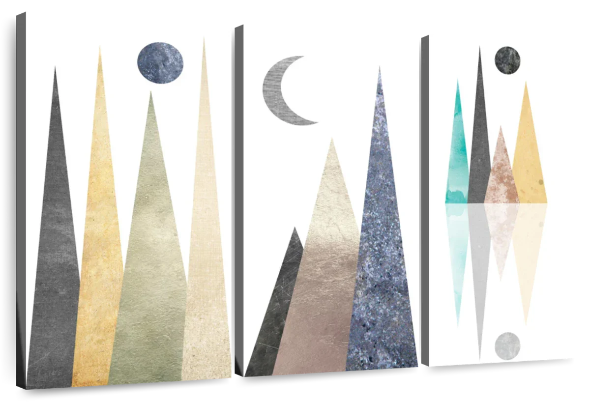 Geometric Mountain Scene Wall Art