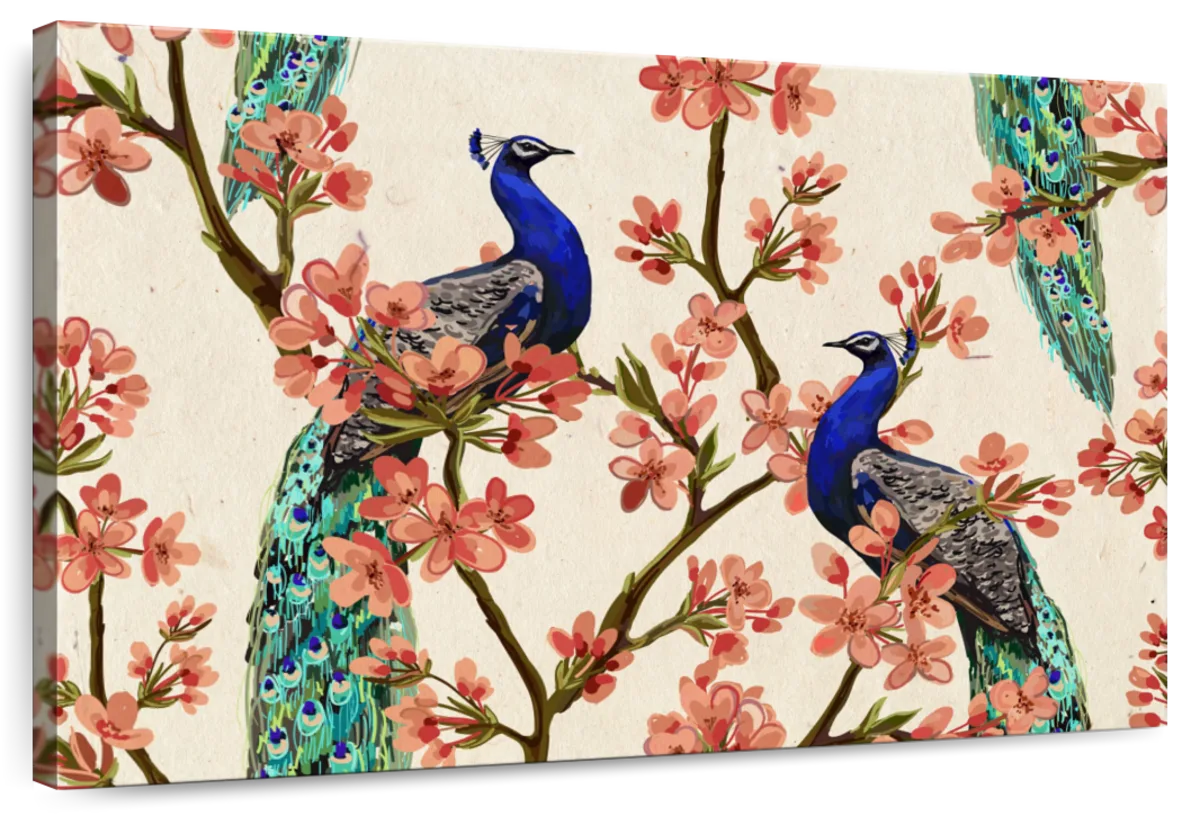 Royal Blue Peacocks Wall Art