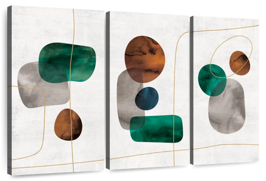Emerald And Amber Shapes Wall Art