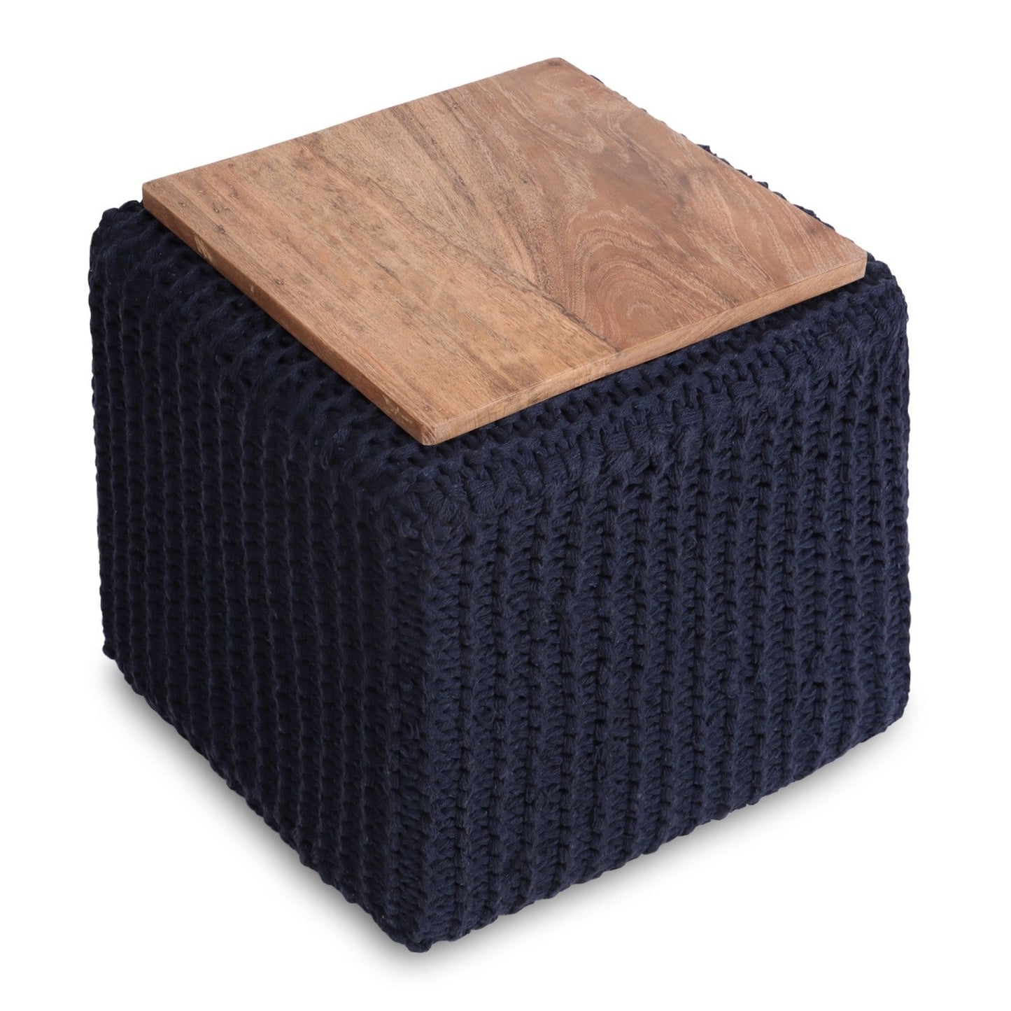 Amayah Pouf with Wooden Tray