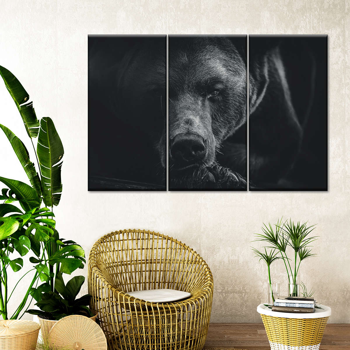 Monochrome Brown Bear Wall Art