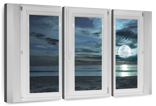 Window To Moonlit Beach Wall Art