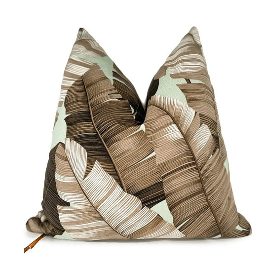 Sage Banana Palm Tropical Throw Pillow