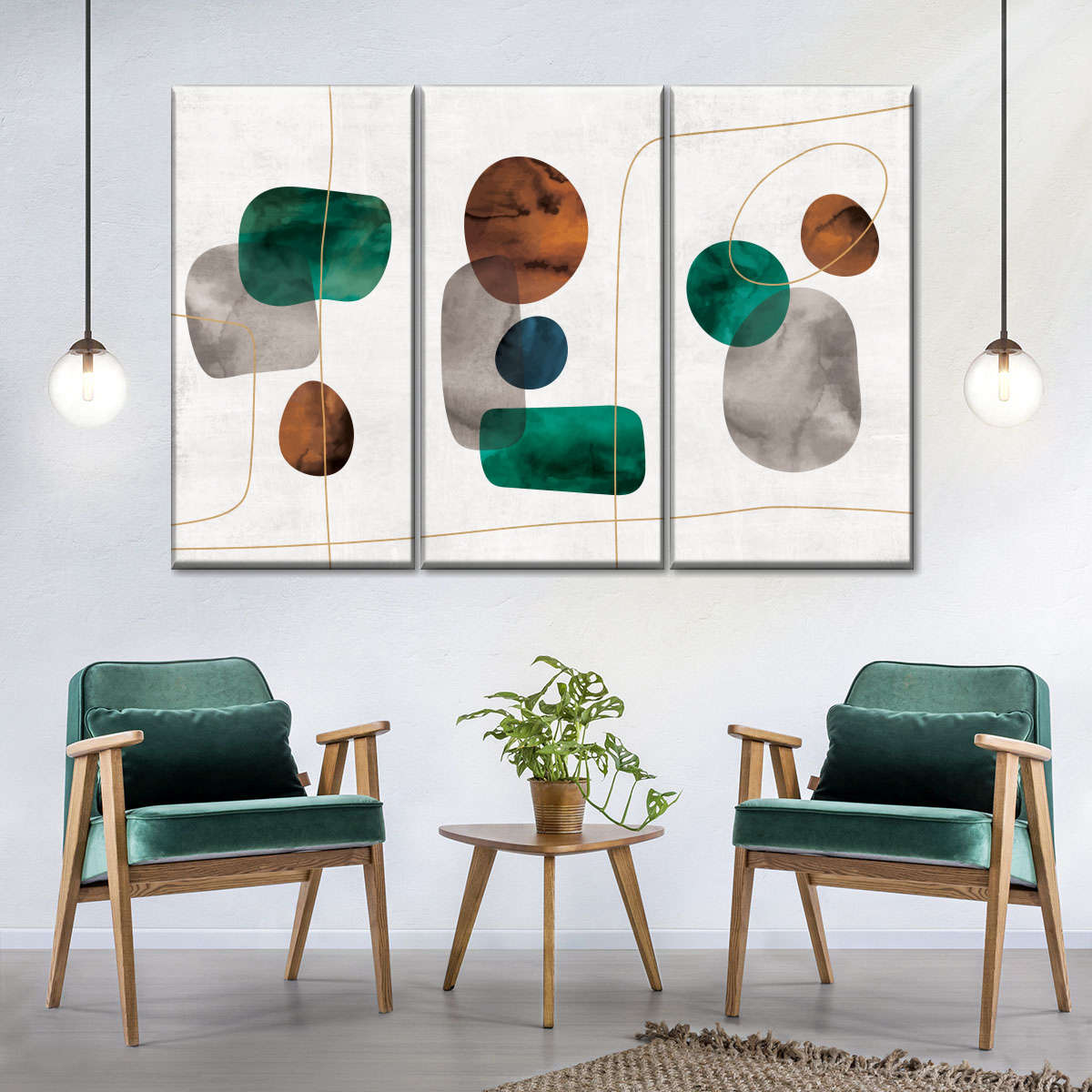 Emerald And Amber Shapes Wall Art