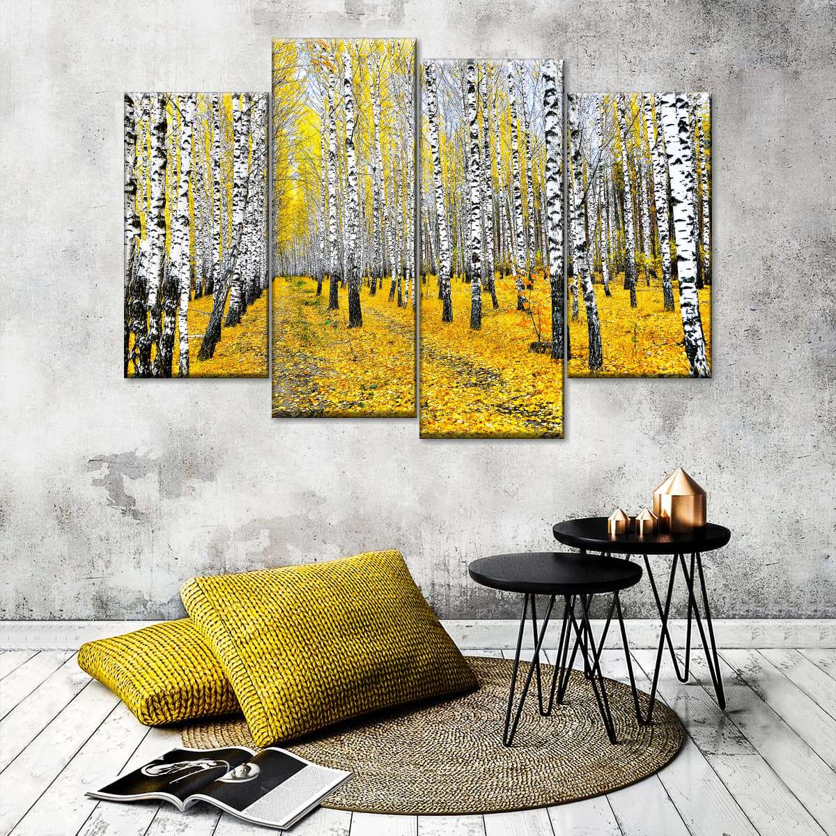 Autumn Birch Forest Trees Wall Art