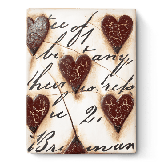 Hearts with Script - Red Memory Block Tile - Retired