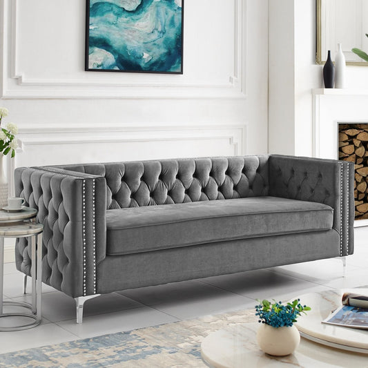 Giovanni Velvet 3 Seat Sofa 85"