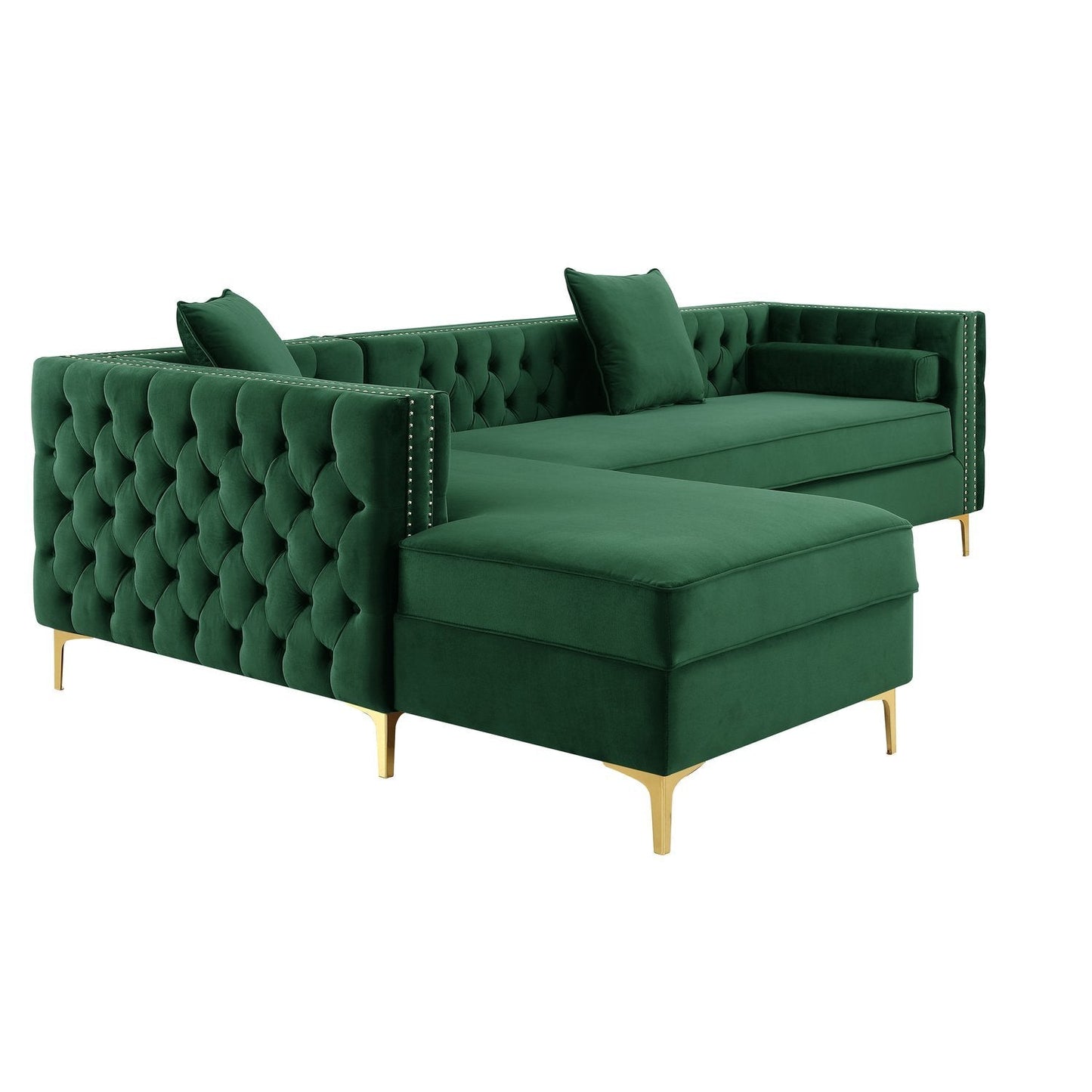 Giovanni Velvet Chaise Sectional Sofa with Storage