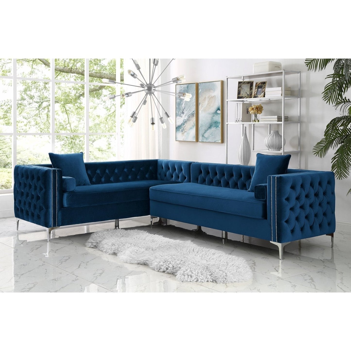 Giovanni Velvet Corner Sectional Sofa