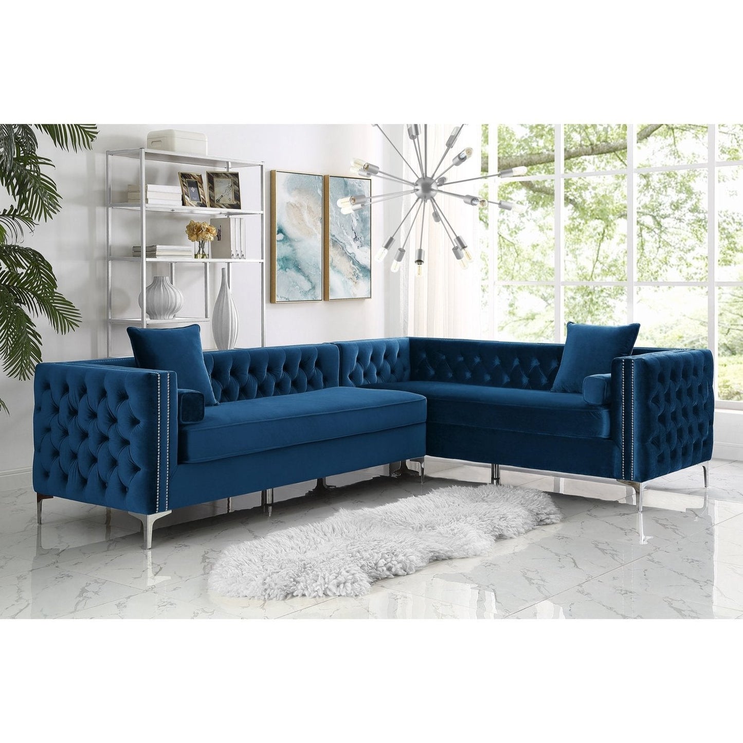 Giovanni Velvet Corner Sectional Sofa