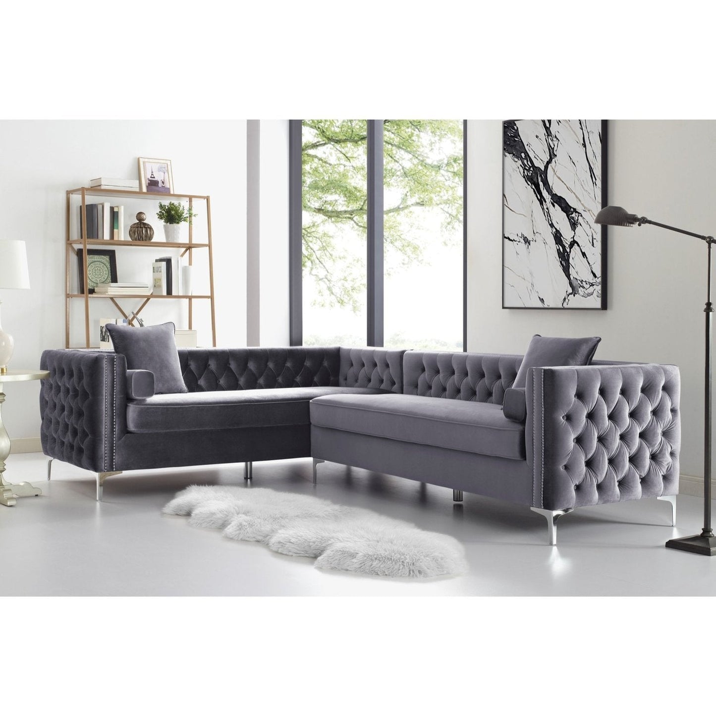 Giovanni Velvet Corner Sectional Sofa