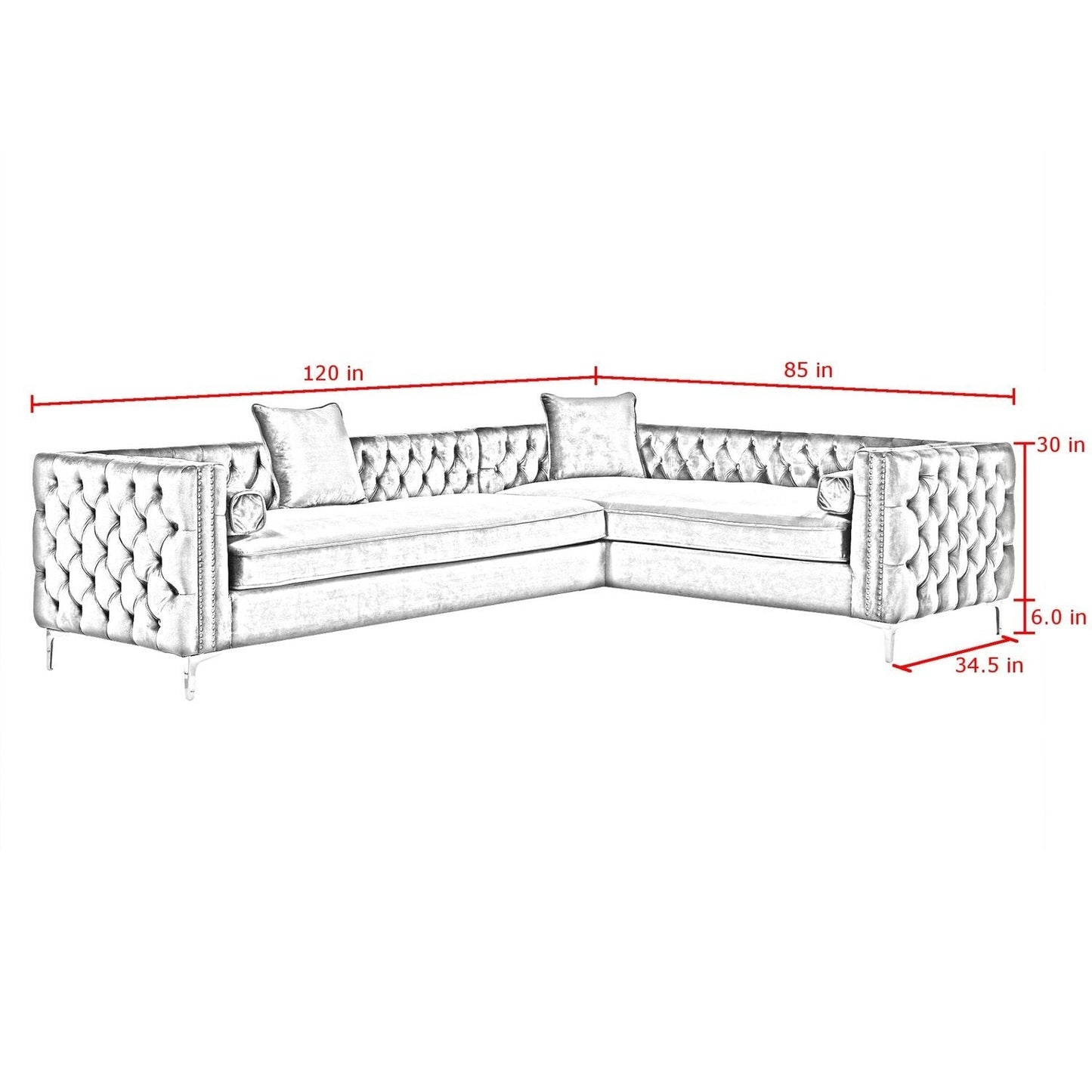 Giovanni Velvet Corner Sectional Sofa