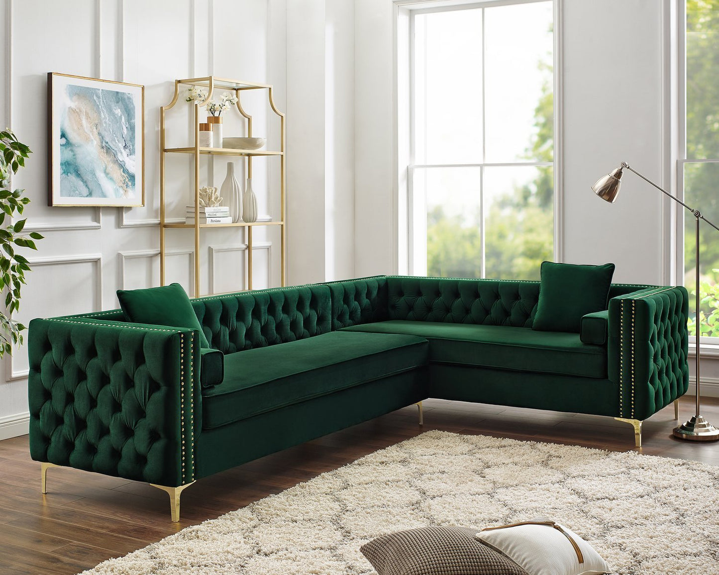 Giovanni Velvet Corner Sectional Sofa